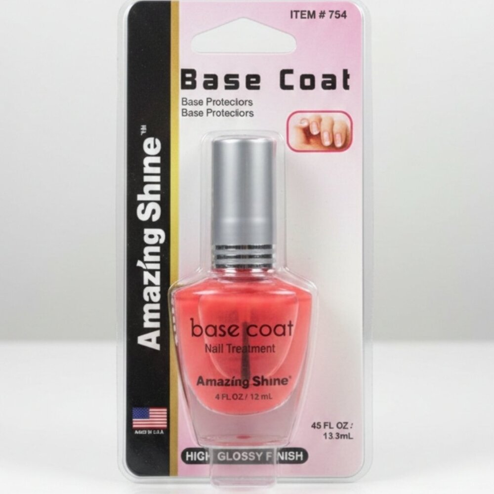 Nail Strengthening Base Coat | Amazing Shine | High Gloss Nail Treatment 0.4oz